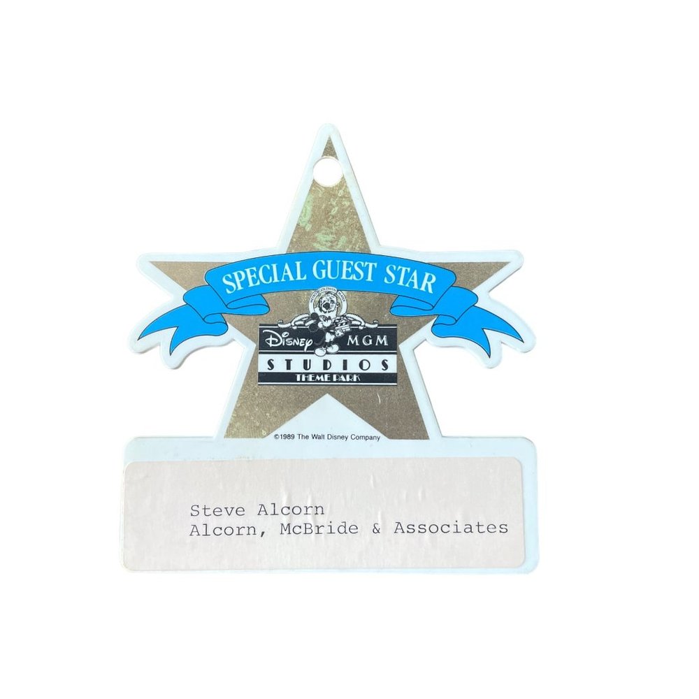 Rare Disney MGM Studios 1989 Special Guest STAR Steve Alcorn Imagineering Badge
